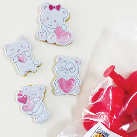 Plunger Cutters - Valentine Animals with Hearts (embossing cutters)