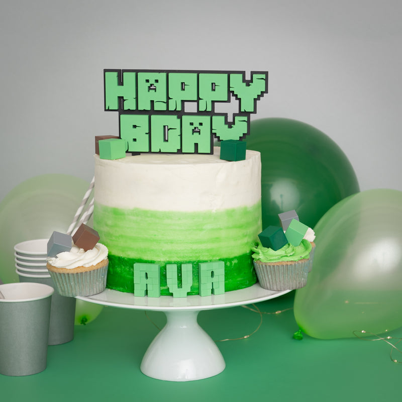 Cake Topper - Minecraft Happy BDay (Happy Birthday)