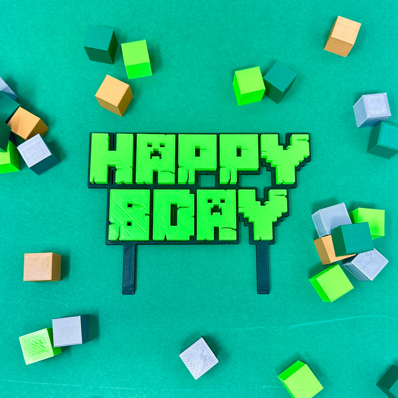 Cake Topper - Minecraft Happy BDay (Happy Birthday)