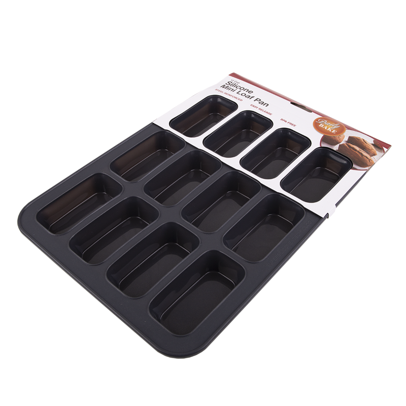 Cake Pan - Mini Loaf / Bar Pan 12 Cavity (10x6cm)- Silcone