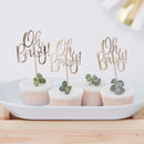 Cupcake Toppers - Oh Baby (Gold Foil) 12pk