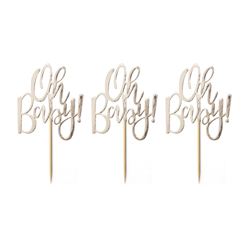 Cupcake Toppers - Oh Baby (Gold Foil) 12pk