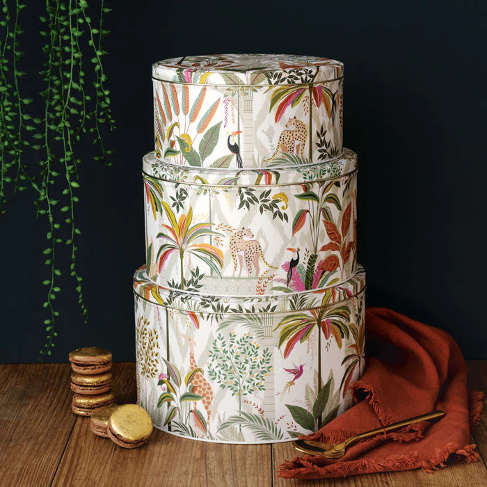 Cake Storage Tin - Sara Miller's Palm Garden Round Tin - Large