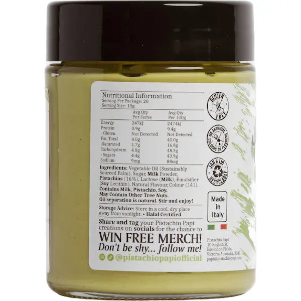Pistachio Papi - Italian Pistachio Spread (Smooth) 200g