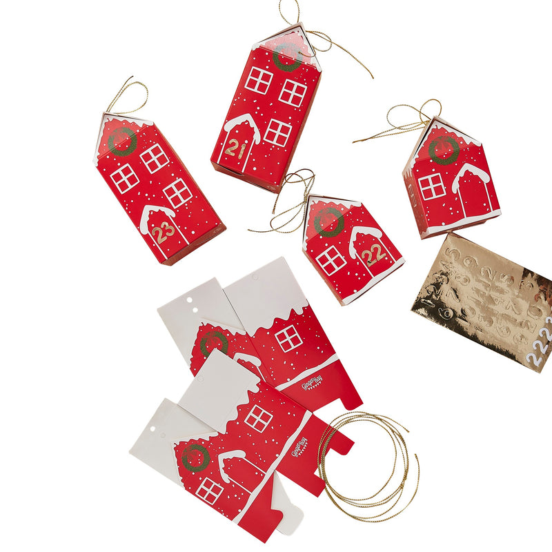 Gift Boxes - Red Houses Advent Calender 24 Box Set