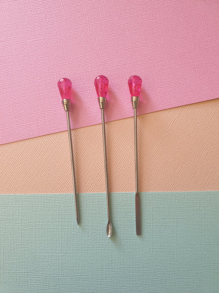 Sugarcraft - Tiny Scribe, Spoon & Paddle Tools - Stainless Steel with Diamante