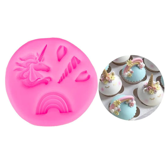 Silicone Mould - Unicorn & Rainbow (Cupcake Size)