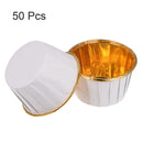Cupcake Cases - Cupcake Baking Cups / Liners 50 PK - White & Gold
