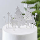 Cake Topper - Woodland Christmas 7pc Set (White Wood)