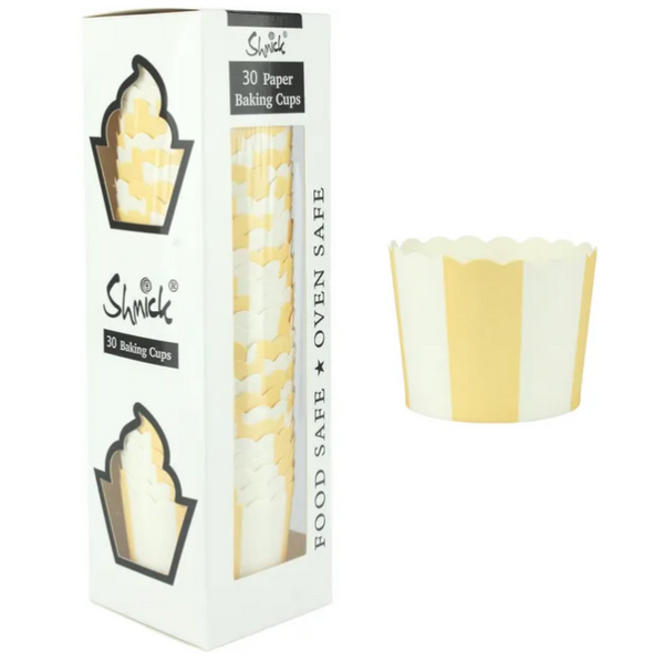 Cupcake Cups - Yellow Stripe Baking Cups 30pk - Shmick