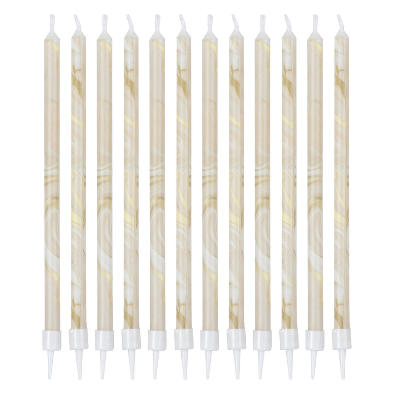 Candles - Champagne Marble Tall Candles - 12pk