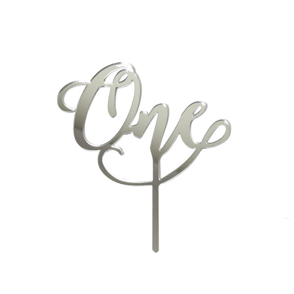 Cake Topper - One - Silver Mirror Acrylic