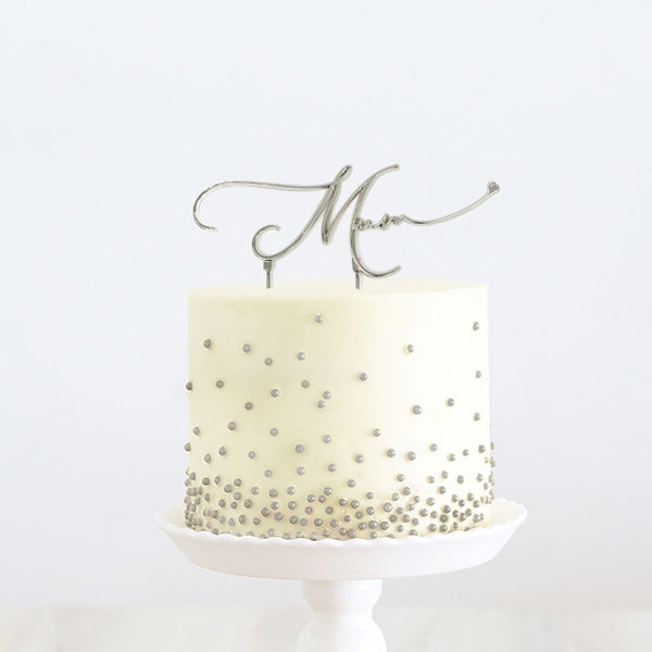 Cake Toppers - Mum - Silver Plated Metal