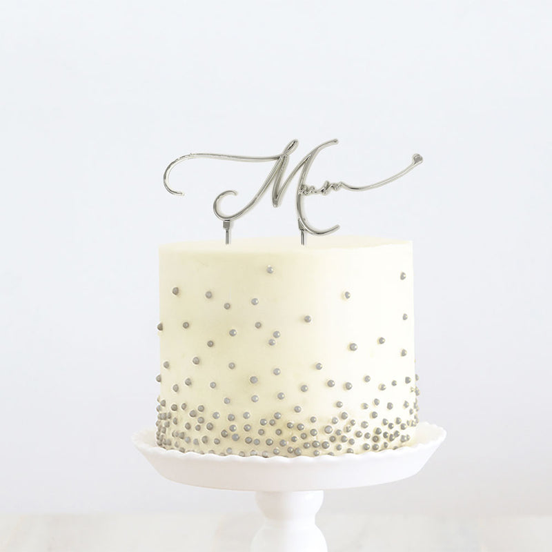 Cake Toppers - Mum - Silver Plated Metal