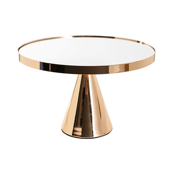 Cake Stand - Gold Modern Metal Round Cake Pedestal - 14 inch