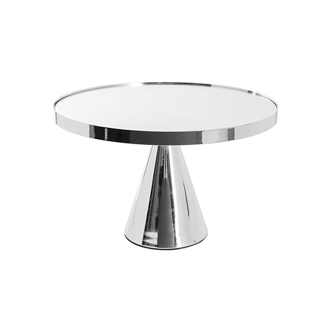 Cake Stand - Silver Modern Metal Round Cake Pedestal - 10 inch