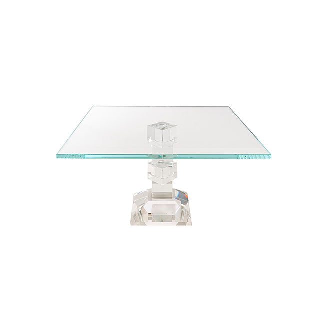 Cake Stand - Crystal Glass Square Cake Pedestal - 12 inch
