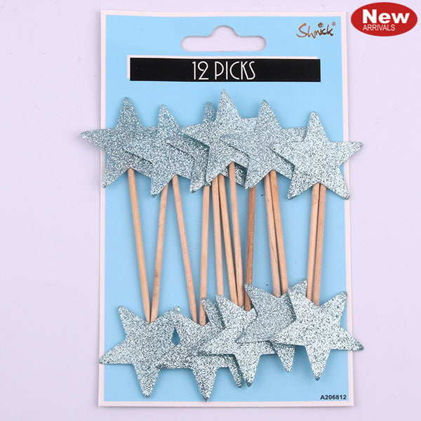Cupcake Picks - Blue Luxe Star 12pk