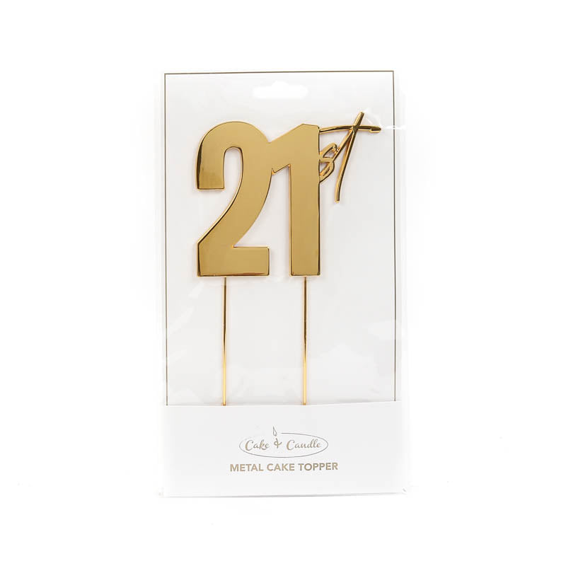 Cake Toppers - 21st - Gold Plated Metal