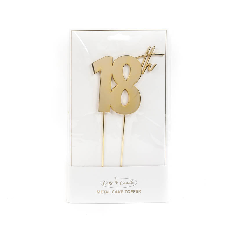 Cake Toppers - 18th - Gold Plated Metal