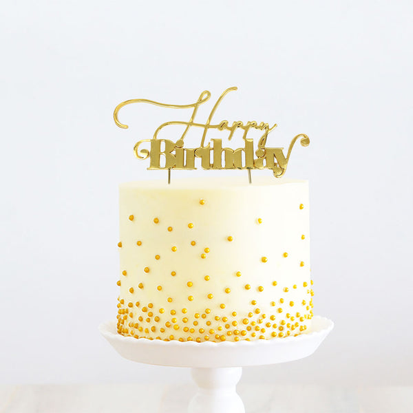 Cake Topper - Happy Birthday (V1) - Gold Plated