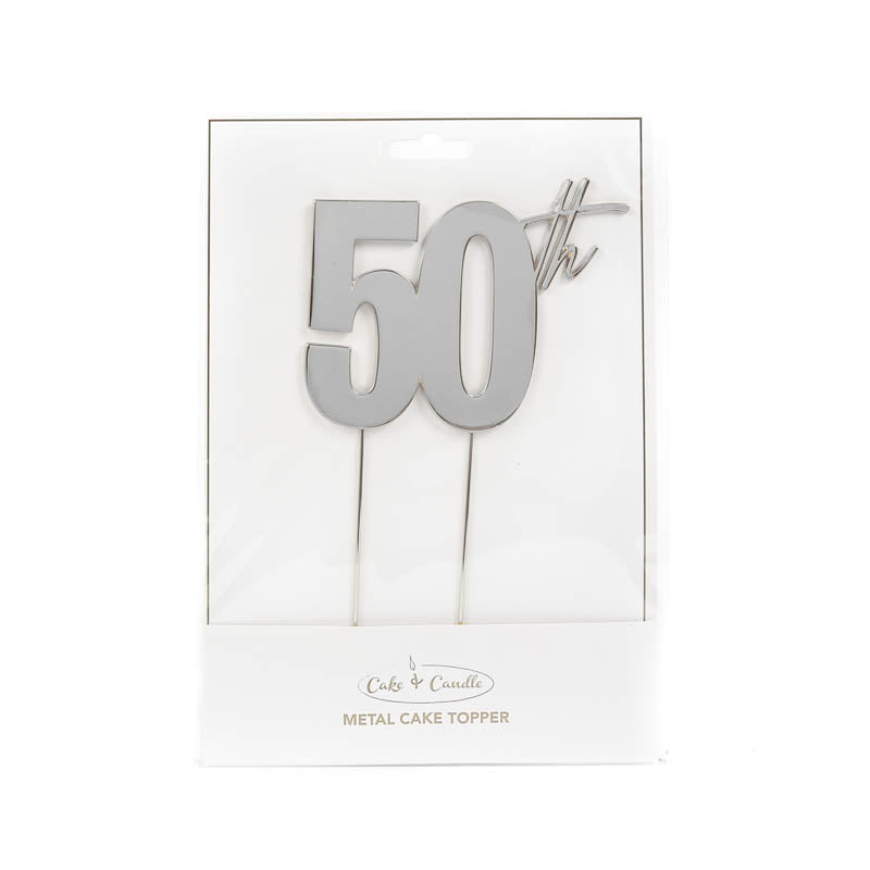 Cake Toppers - 50th - Silver Plated Metal