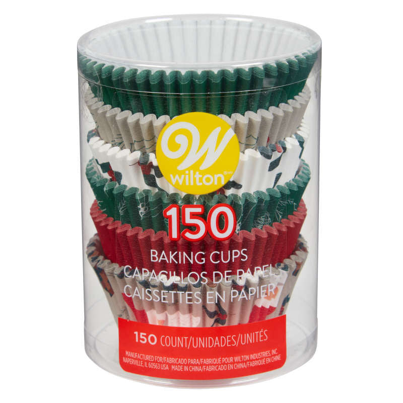 Seasons Greetings Baking Cups 150pc Tube - Wilton Christmas