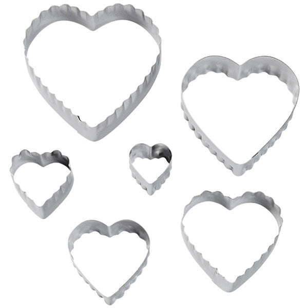 Cookie Cutters - Heart - 2 sided (straight, scalloped) - 6 pc Set