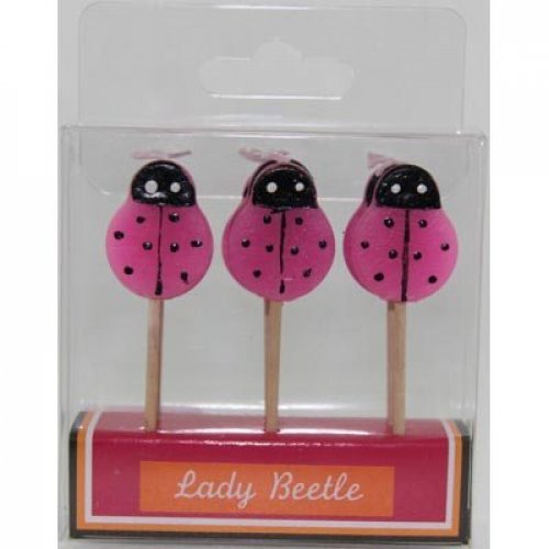 Candles: Lady Beetles / Lady Bugs Pink 6pk