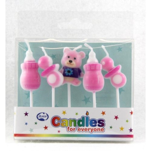 BABY SHOWER GIRL CANDLES 5PC