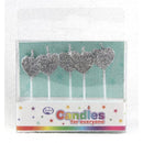 Candles: Silver Glitter Hearts 5pk