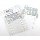 Cake Topper: Iridescent Happy Birthday Cardboard Cake Topper