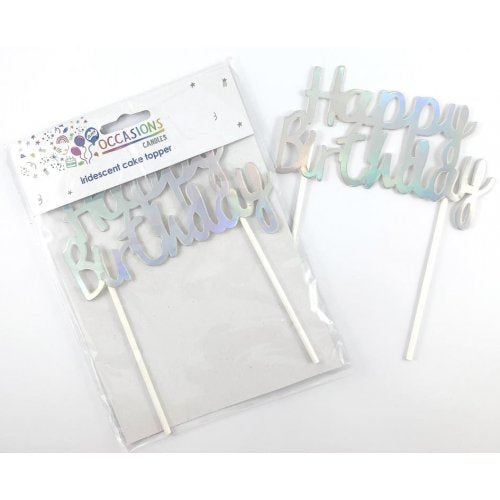 Cake Topper: Iridescent Happy Birthday Cardboard Cake Topper