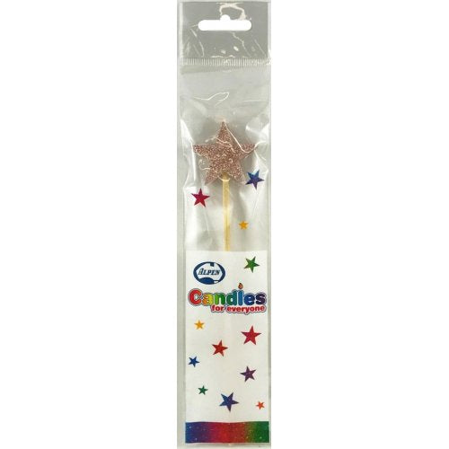 Candle: Rose Gold Glitter Star - long stick candle