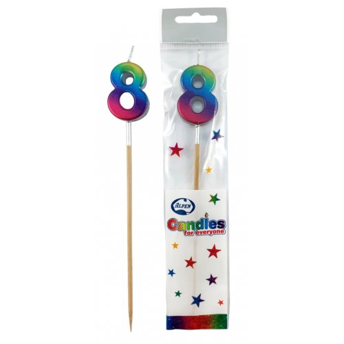 Candle: Rainbow Metallic Long Stick #8