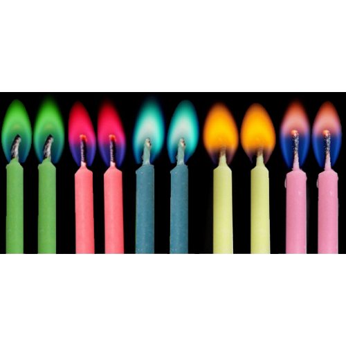 Candles: Assorted Colour Flame 10pk