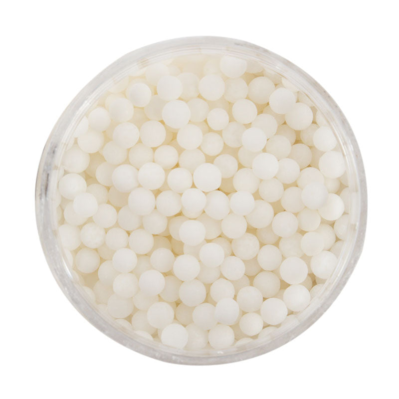 Sprinkles - Cachous / Sugar Pearls - Matt White 4mm (85g)