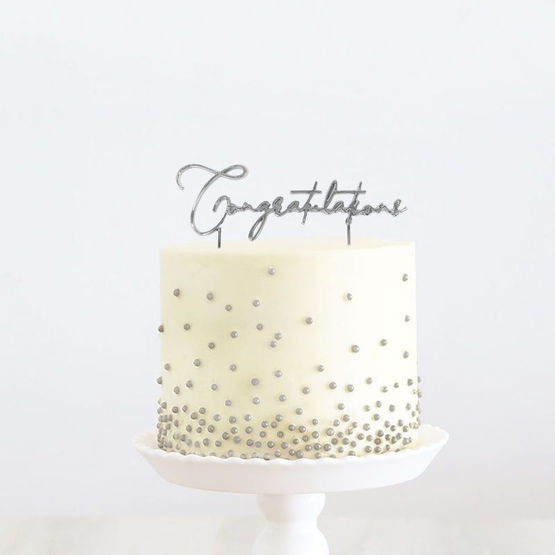 Cake Toppers - Congratulations - Silver Plated Metal