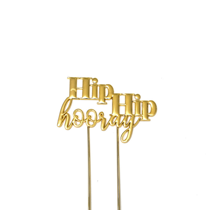 Hip Hip Hooray Gold Plated Cake Topper