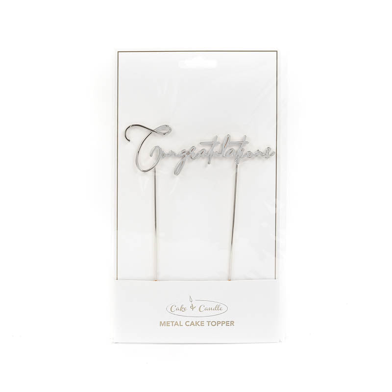 Cake Toppers - Congratulations - Silver Plated Metal