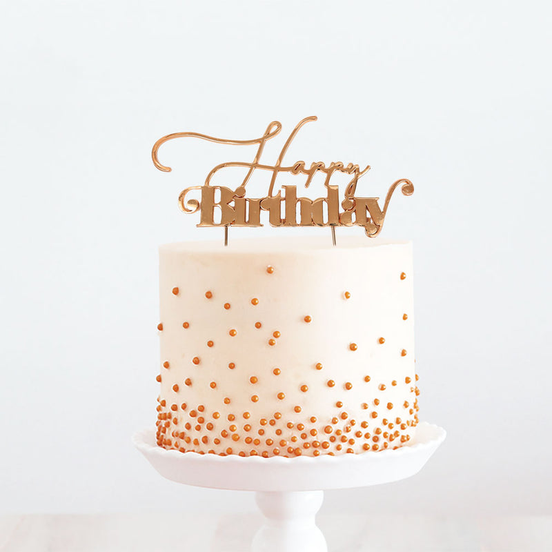 Cake Topper - Happy Birthday (V1) - Rose Gold Plated