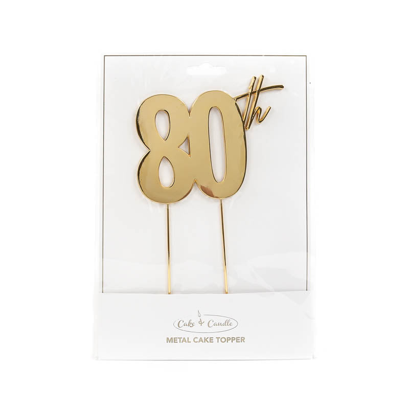 Cake Toppers - 80th - Gold Plated Metal