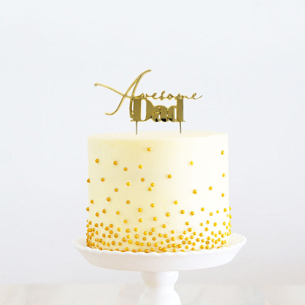 Cake Toppers - Awesome Dad - Gold Plated Metal