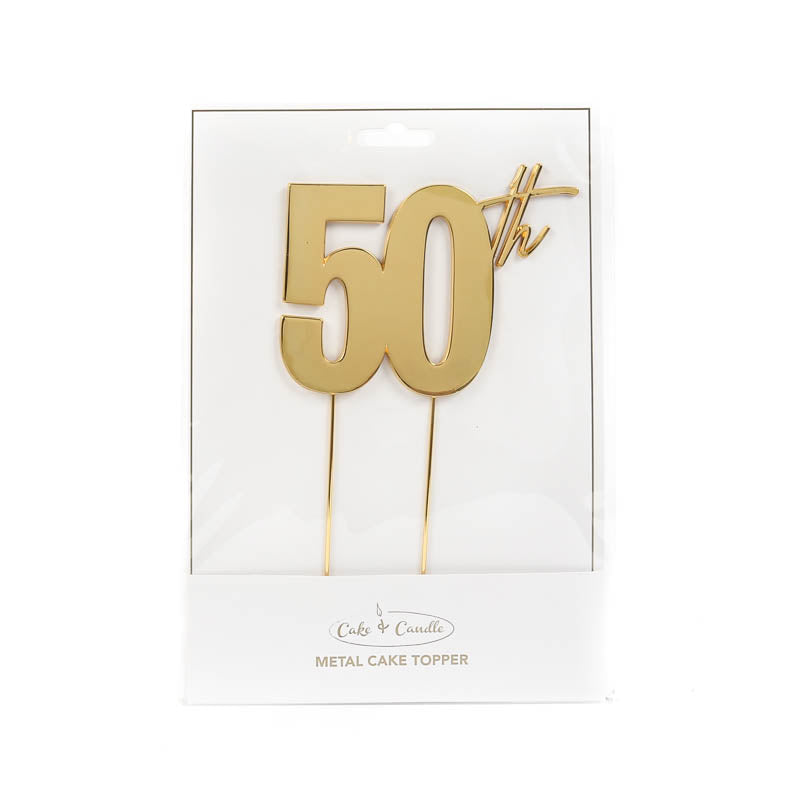Cake Toppers - 50th - Gold Plated Metal