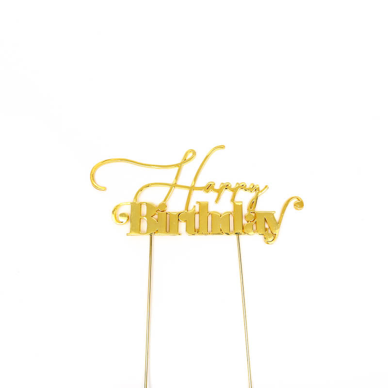 Cake Topper - Happy Birthday (V1) - Gold Plated