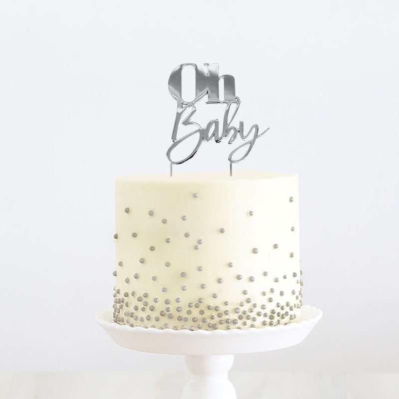 Cake Toppers - Oh Baby - Silver Plated Metal