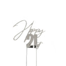 Cake Toppers - Happy 21st - Silver Plated Metal