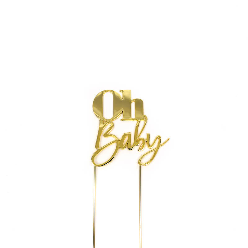 Cake Toppers - Oh Baby - Gold Plated Metal