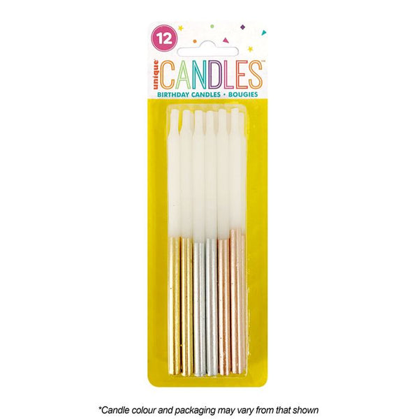 Metallic Dipped Candles 5" Tall - 12pk