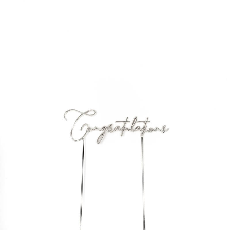 Cake Toppers - Congratulations - Silver Plated Metal
